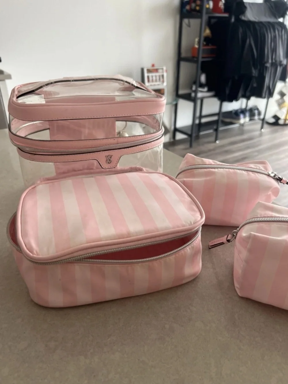 Lightly used Victoria secret originally $60 3 piece travel makeup vanity set